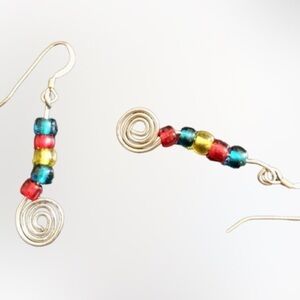 Multi-color Seed Bead Dangle Earrings